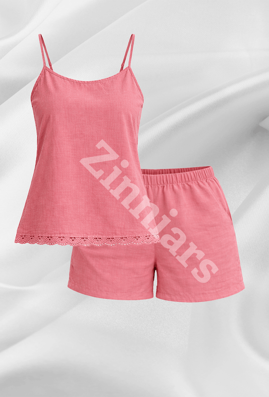 Aishwarya | Lace-Trim Cami & Shorts Co-ord Set for Women