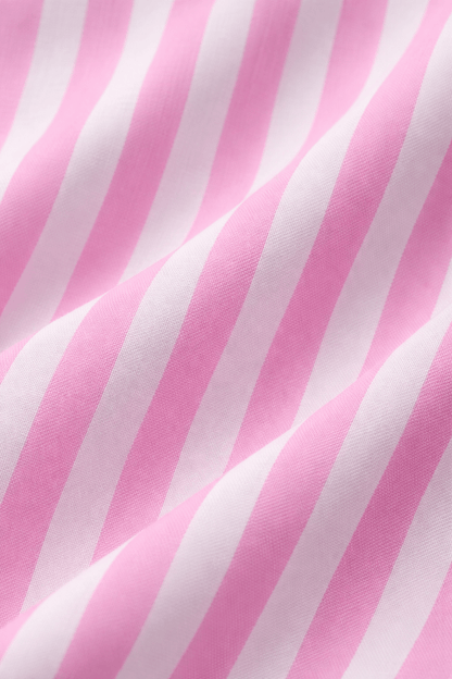 Zuri Mini Girls' Pink & White Striped Relaxed-Fit Shirt & Shorts Set