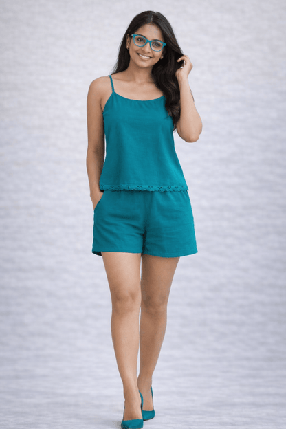 Aishwarya | Lace-Trim Cami & Shorts Co-ord Set for Women