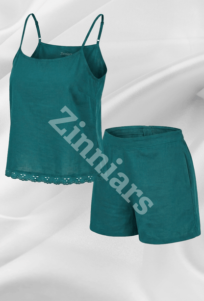 Aishwarya | Lace-Trim Cami & Shorts Co-ord Set for Women