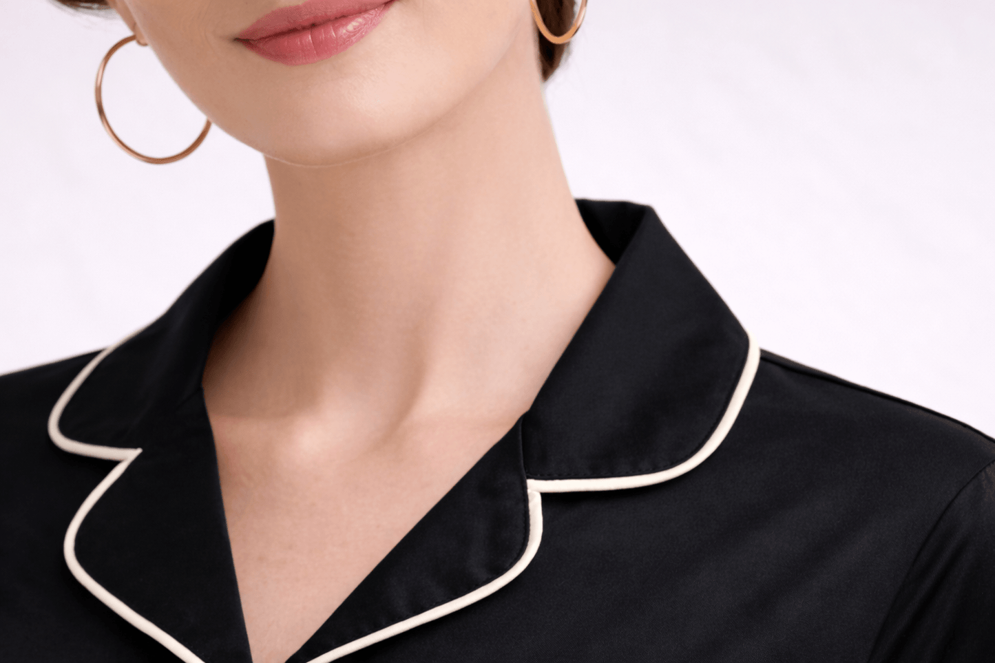 Zenith | Majestic Black Hand-Painted Cotton Satin Boardroom-to-Bed Co-ord Set