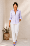 Lila | Lavender Stripe Cotton-Blend Shirt For Women