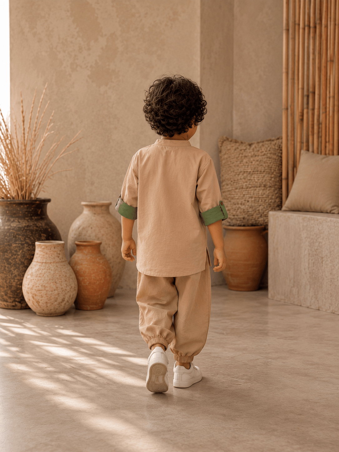 Zinniars Mini – Turtle Contrast Roll-Sleeve Tunic Set