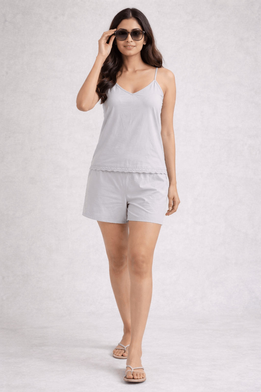 Aishwarya | Lace-Trim Cami & Shorts Co-ord Set for Women