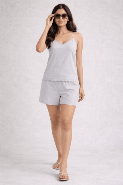Aishwarya | Lace-Trim Cami & Shorts Co-ord Set for Women