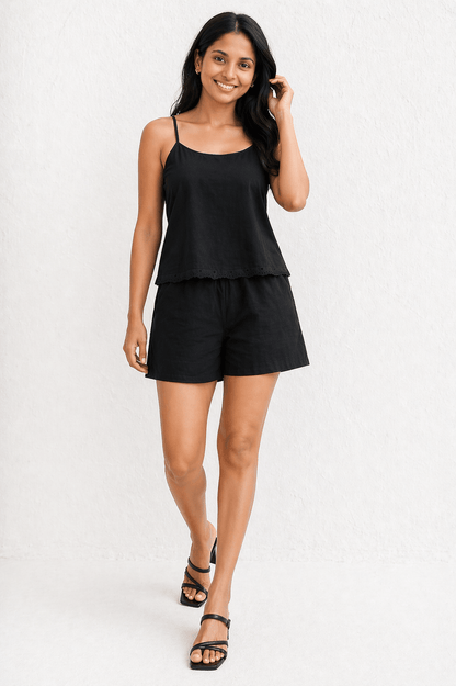 Aishwarya | Lace-Trim Cami & Shorts Co-ord Set for Women