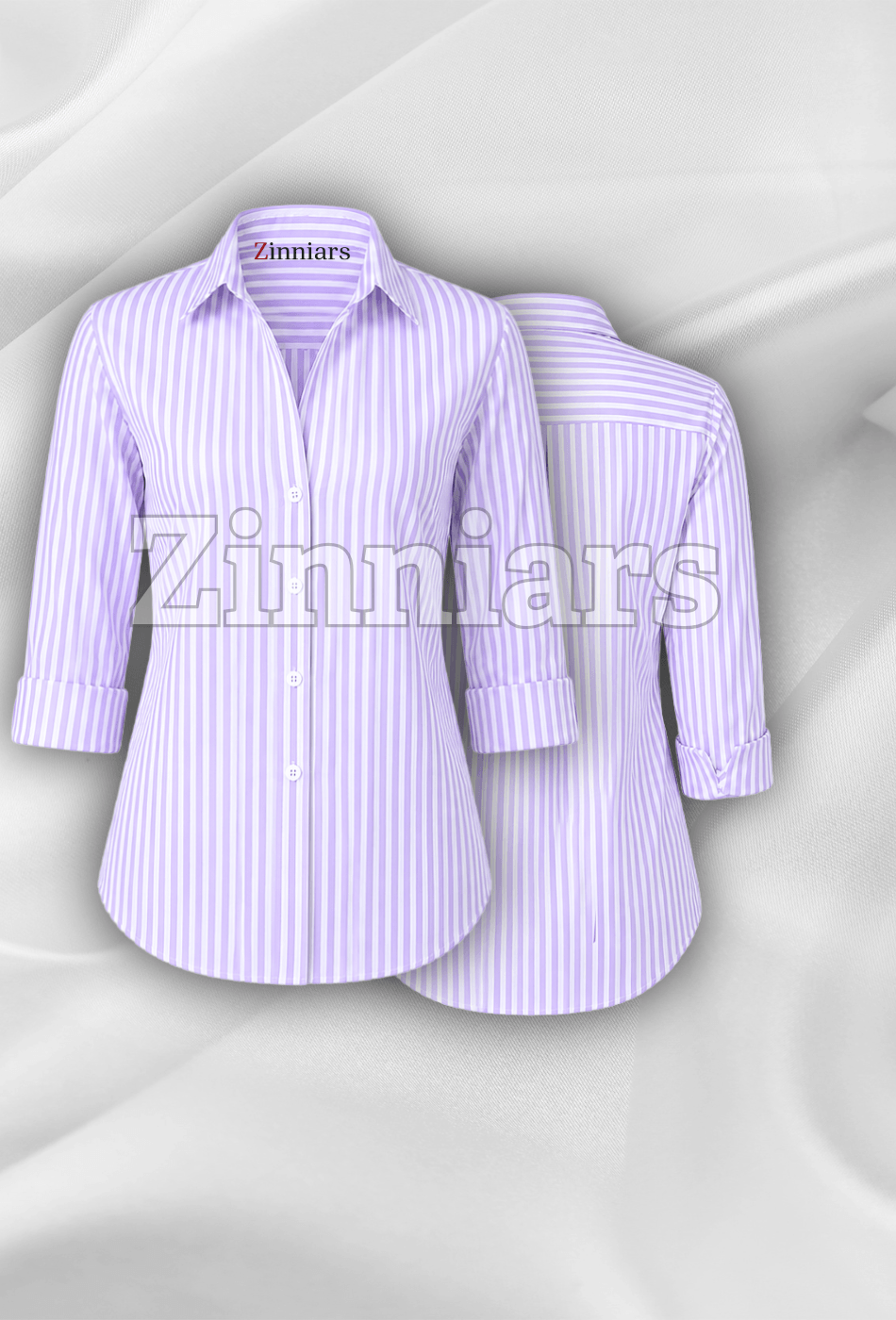 Lila | Lavender Stripe Cotton-Blend Shirt For Women