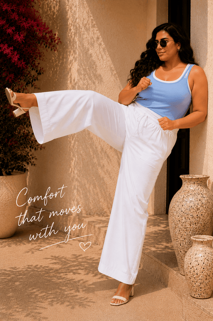 Riviera Plus wide leg PJ Pants in Cotton Linen For her