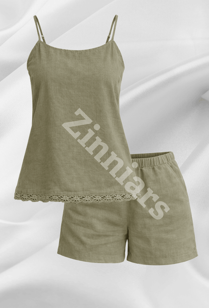 Aishwarya | Lace-Trim Cami & Shorts Co-ord Set for Women